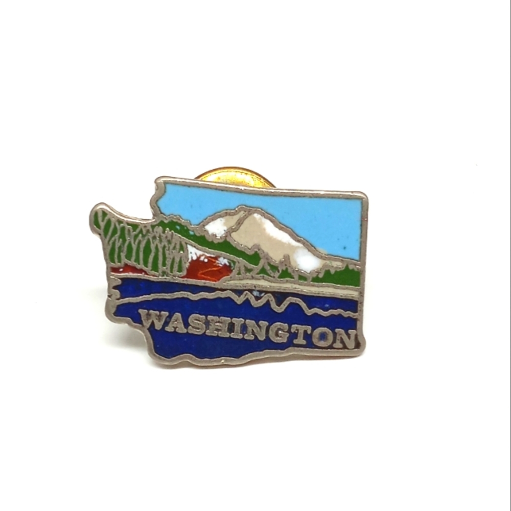 Vintage Lapel Pin State Of Washington Souvenir Signed Mafco